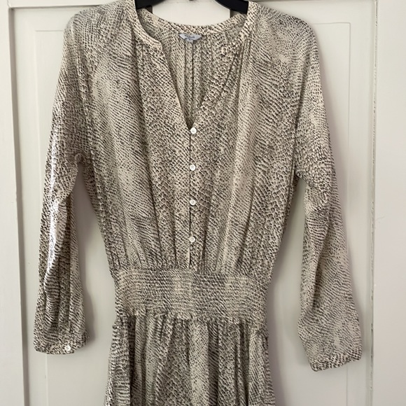 Rails Tan & Cream Jasmine Smocked Long Sleeve Dress in Snakeskin - Picture 11 of 16